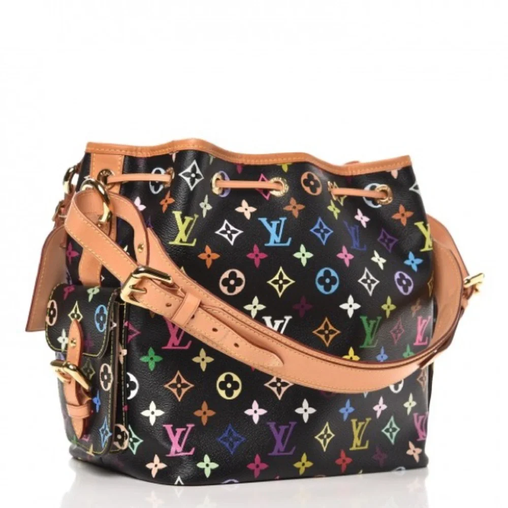 Rare Louis Vuitton LV Black Petit Noe Multicolor Monogram Bag X Takashi Murakami - Picture 3 of 16